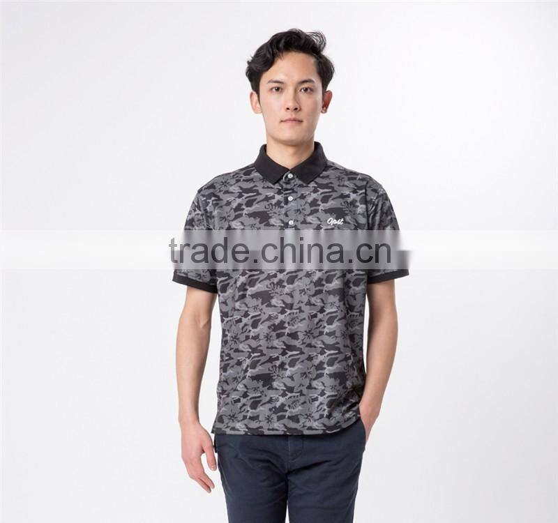 camouflage prin branded collar t-shirts black oem supplier