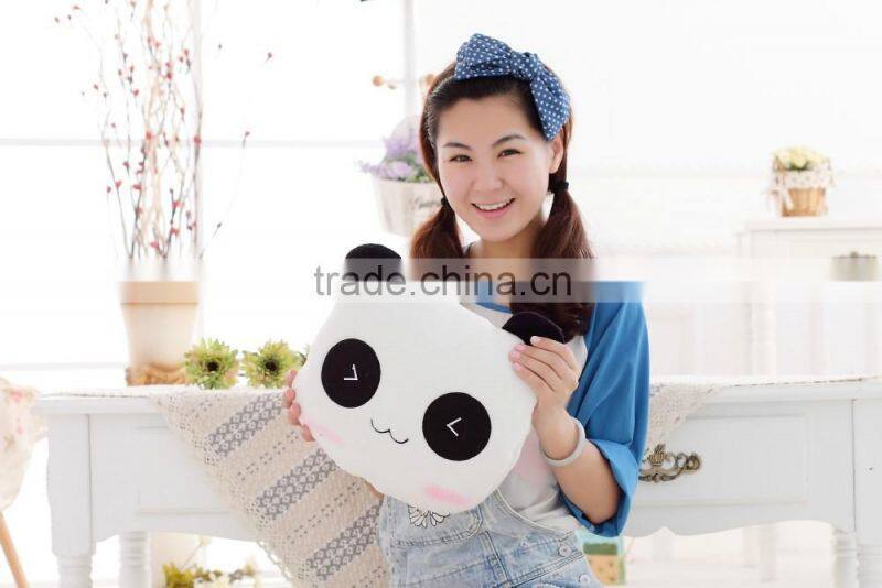 cartoon panda style coral fleece 2 in 1 cushion roll-matt, 100x150cm kid's vehicle-mounted plush folding blanket