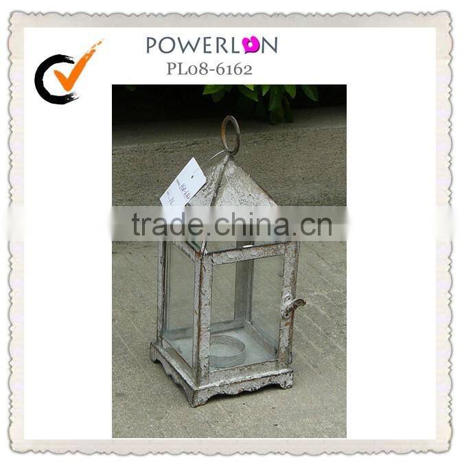 European classical Antique Grey metal lantern candle holder