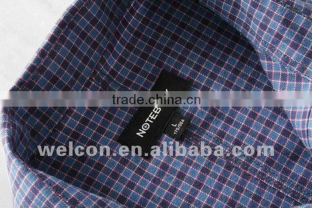 Fashion long sleeve latest brand name design Korean casual style slim fit 100% cotton purple twill plaids fancy men denim shirts