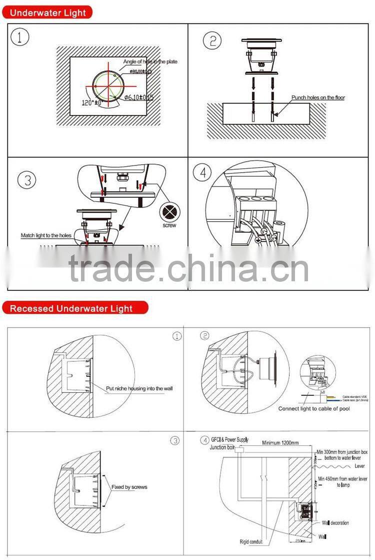 AC/DC 12/24V 18W V4A/#316 S.S. External RGB Remote Control LED Underwater Submersible Lamp IP68 Structural Salt/Sea Waterproof