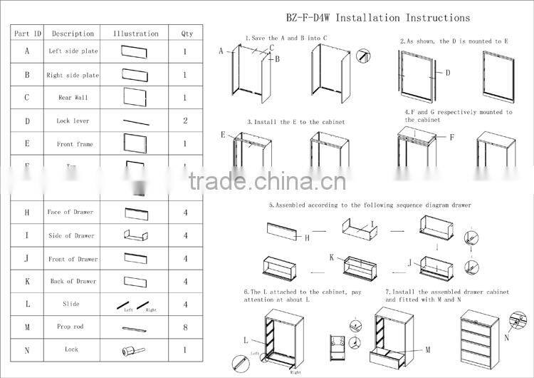 competitive price vertical 4 drawer wood filing cabinets