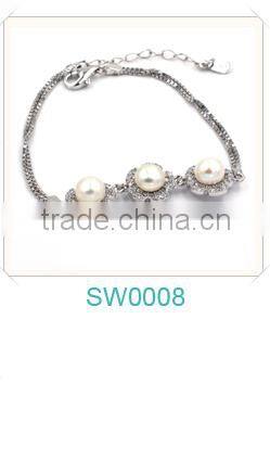 Fashion 925 Sterling Silver Exquisite Multiple Blue White CZ Diamonds loving Heart of the Ocean Chain Bracelet