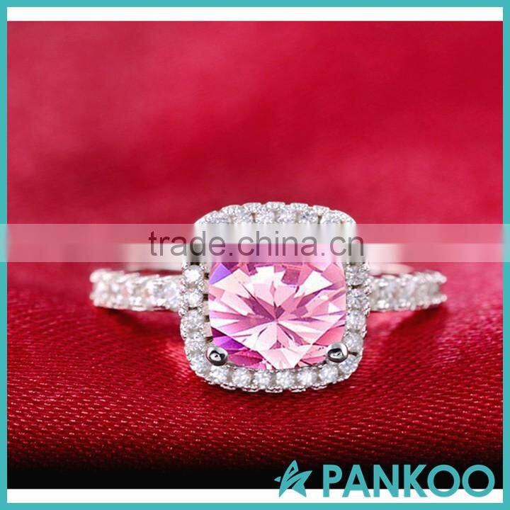 New arrival 925 cz ring sapphire pink cz diamond for women wedding engagement wholesale jewelry