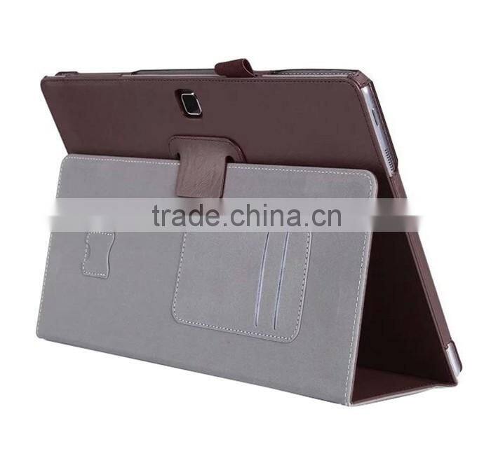 Factory Direct Pricing Cow Leather Multifunctional Case for Samsung Tab Pro S with Built in Stand, Hand Strap