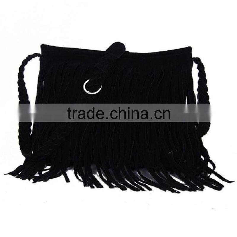 Hot Sale Fashion Women Handbag Tassel Cross Body Women Bag Solid Color Zipper Shoulder Bags Leather Handbags for female