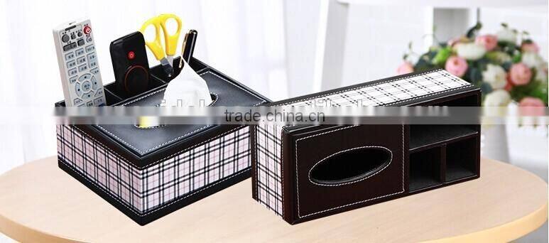 hot sale cute facial tissue box PU napkin box functionable OEM pochet tissue box