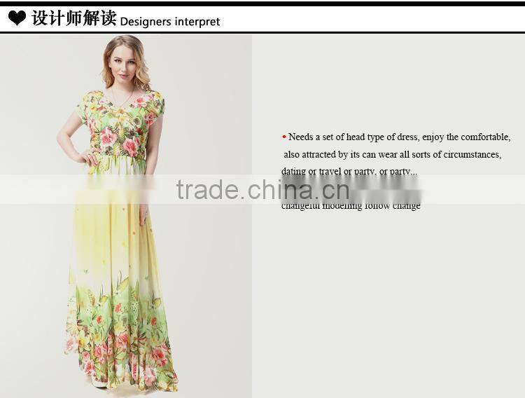 2016 new European women's Beach Resort plus size slim Chiffon Dress