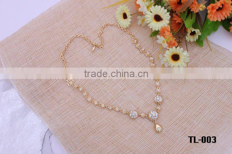 Girls gold necklace with crystal stone wholesale