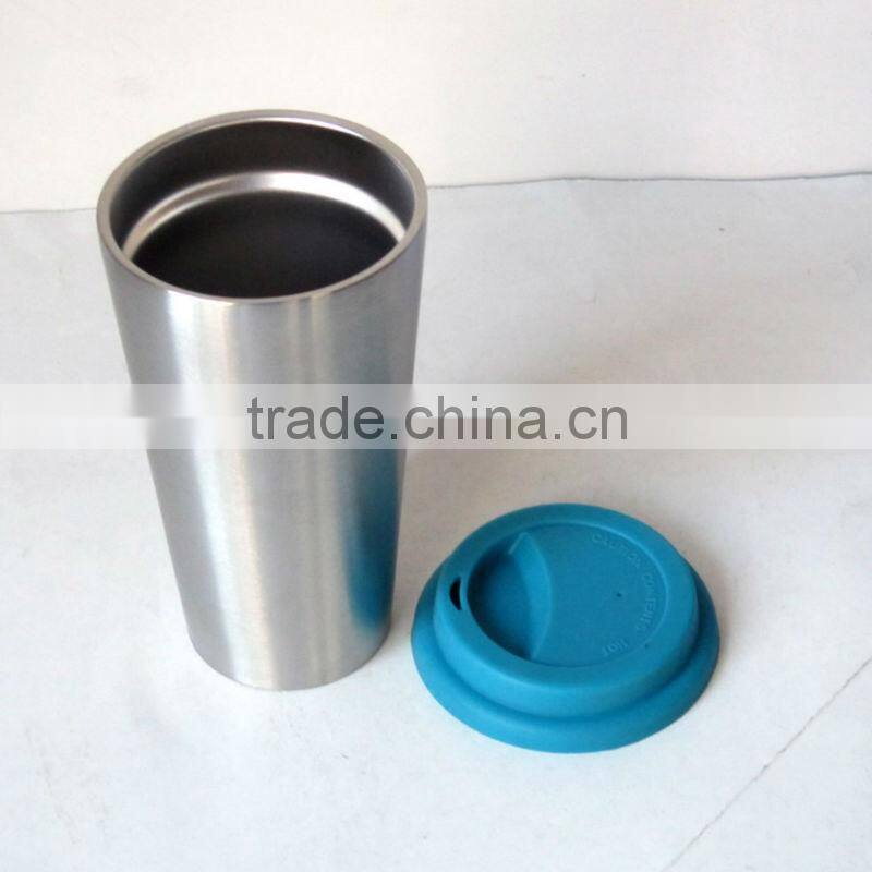 Mug stainless steel design double 16oz with silicone lid