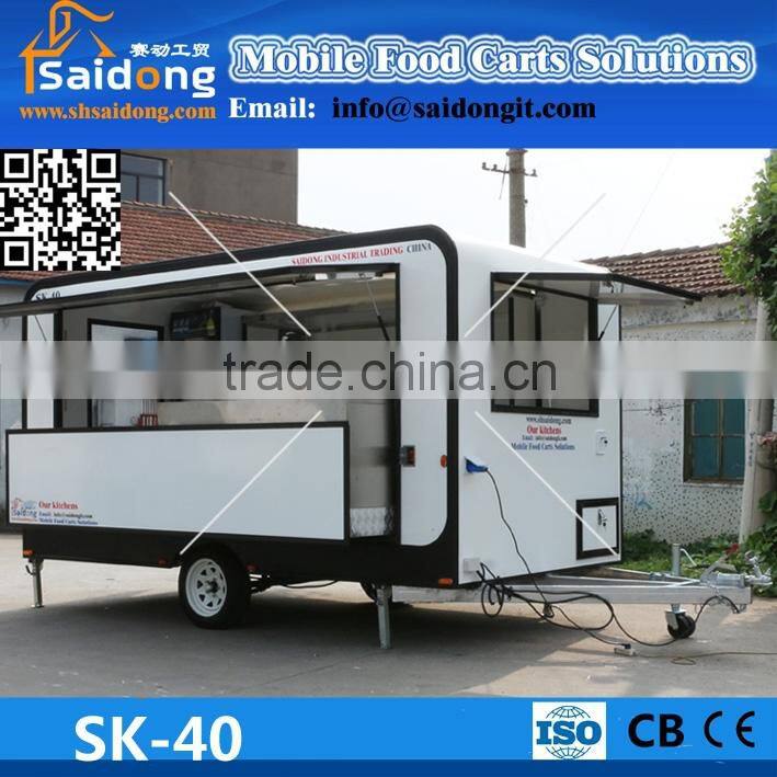 Commercial newest design world best mobile food cart with big wheels tricycle food cart with big windows food cart trailer