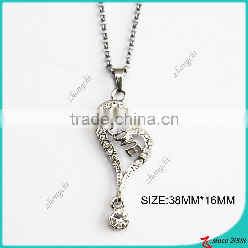 18" White Diamond Heart Pendant Necklace