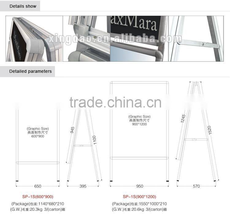 Aluminum double side A board poster stand