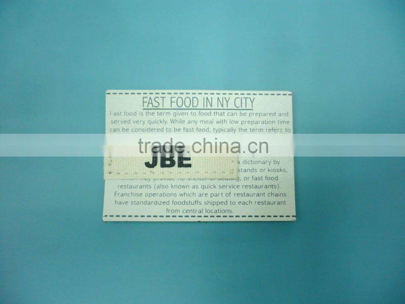 Real leather with clothing label for garment