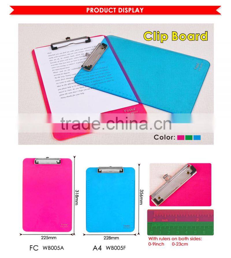 Good quality A4/FC PS clip board/writing board