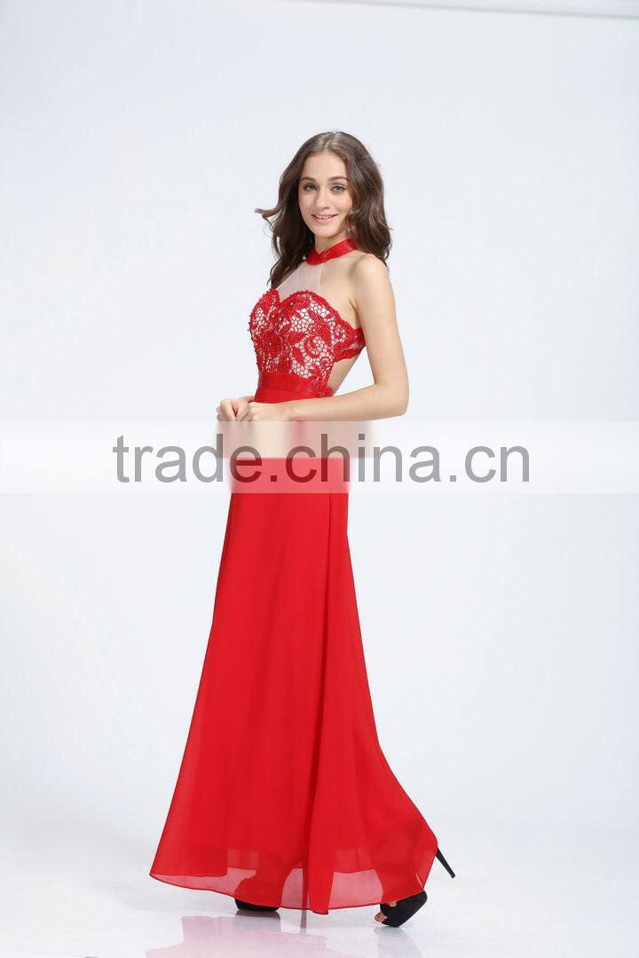 V-1031 hot red chiffon latest designs unique gorgeous prom dress 2016