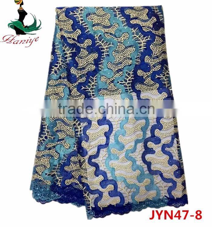 JYN47 african tulle lace fabric with stones for lady