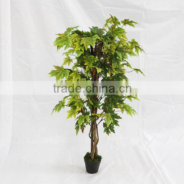 deocrative artificial green maple trees wood trunk for sale