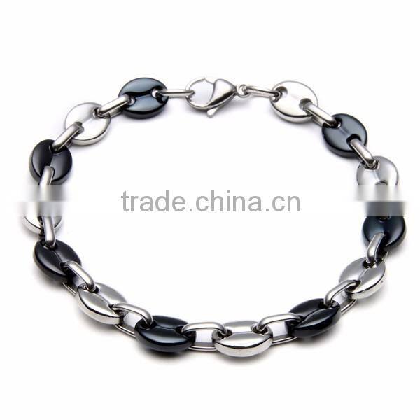 Yiwu Factory Stainless Steel Mens Jewelry Sets Two Tone Chain Necklace Black Vintage Bracelet