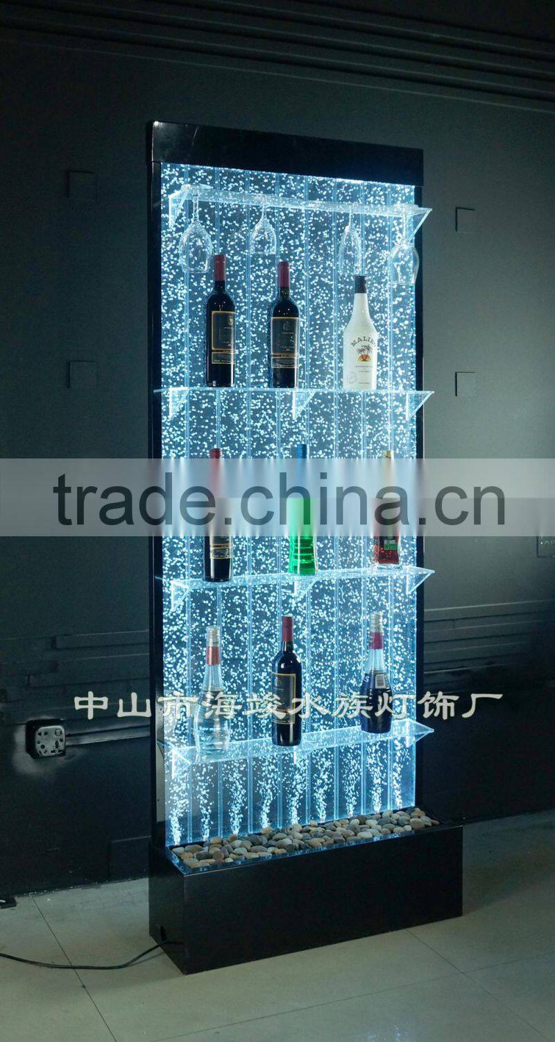 Led lighting bubble water liquor display rack,with color changing,Amazing water bubble wine rack,