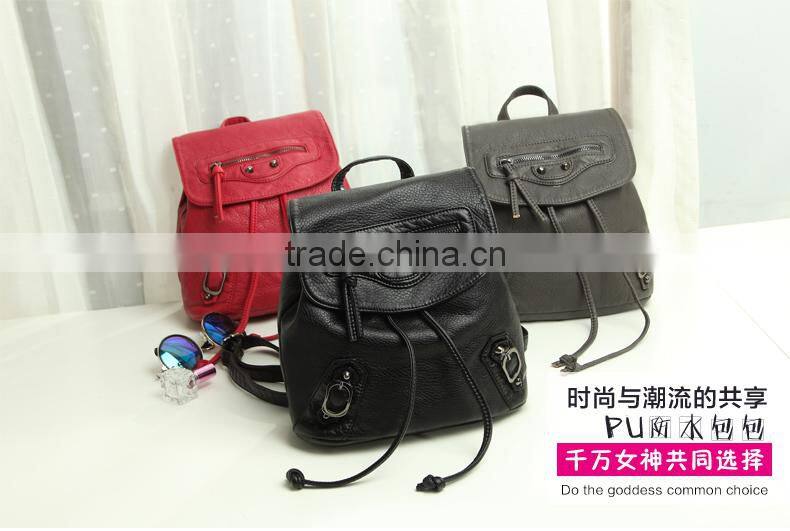 2015 Western Style Wholesale 600D PU backpack fashion schoolbag