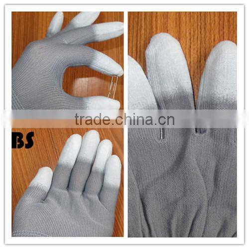 BSSAFETY high stretchable antistatic nylon pu palm coating gloves arc-welder's gloves