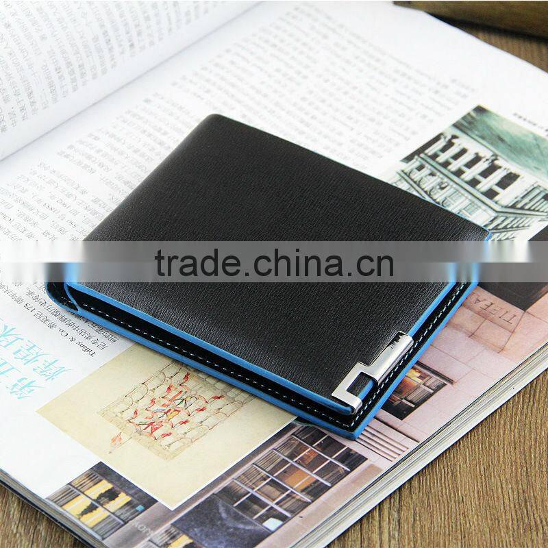 High Quality Brand Blue Edge Best Men's PU Leather Wallet Purse Credit Card Holder Bifold Wallet