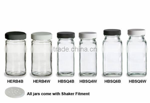 clear glass spice jars, herb jars with plastic caps