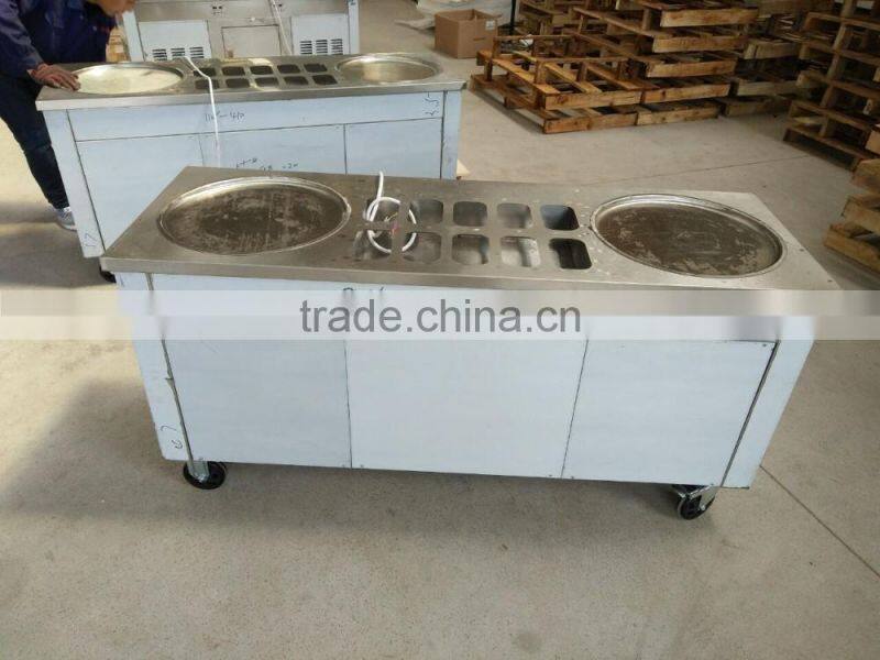 commercial hot sale flat pan fry ice cream machine/fried cream machine(2+10)