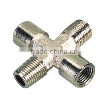 brass four way female fitting ,3/8 " 1/2" 1/4" brass fitting cross type fitting