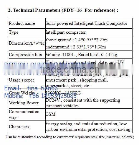 Waste bins/rubbish bin/trash box used stationary hydraulic underground garbage bin Intelligent Solar Garbage Transfer Bin