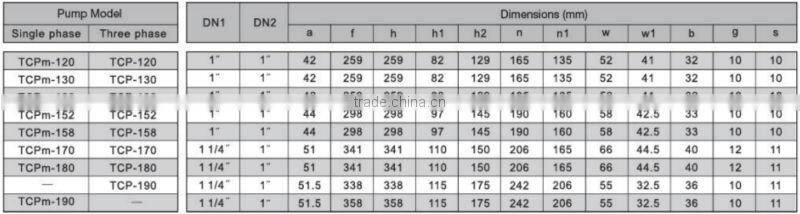 Cast iron centrifugal single phase electric water pump TCPm 190