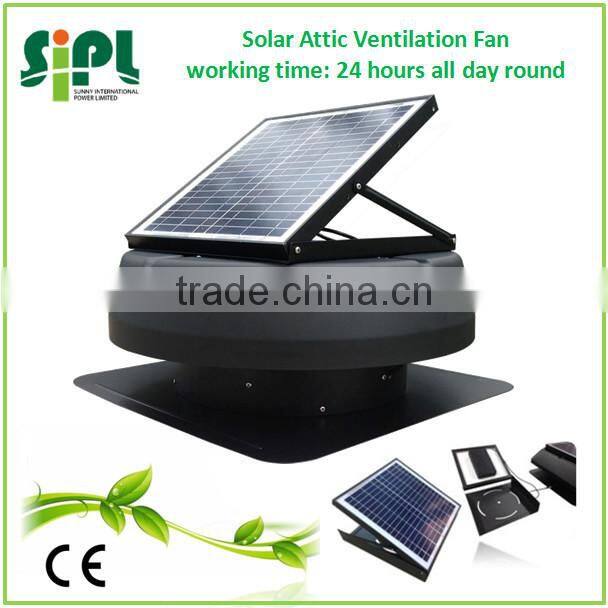 day & night air circulation solar powered attic fan with battery system for 24 hours nonstop ventilation