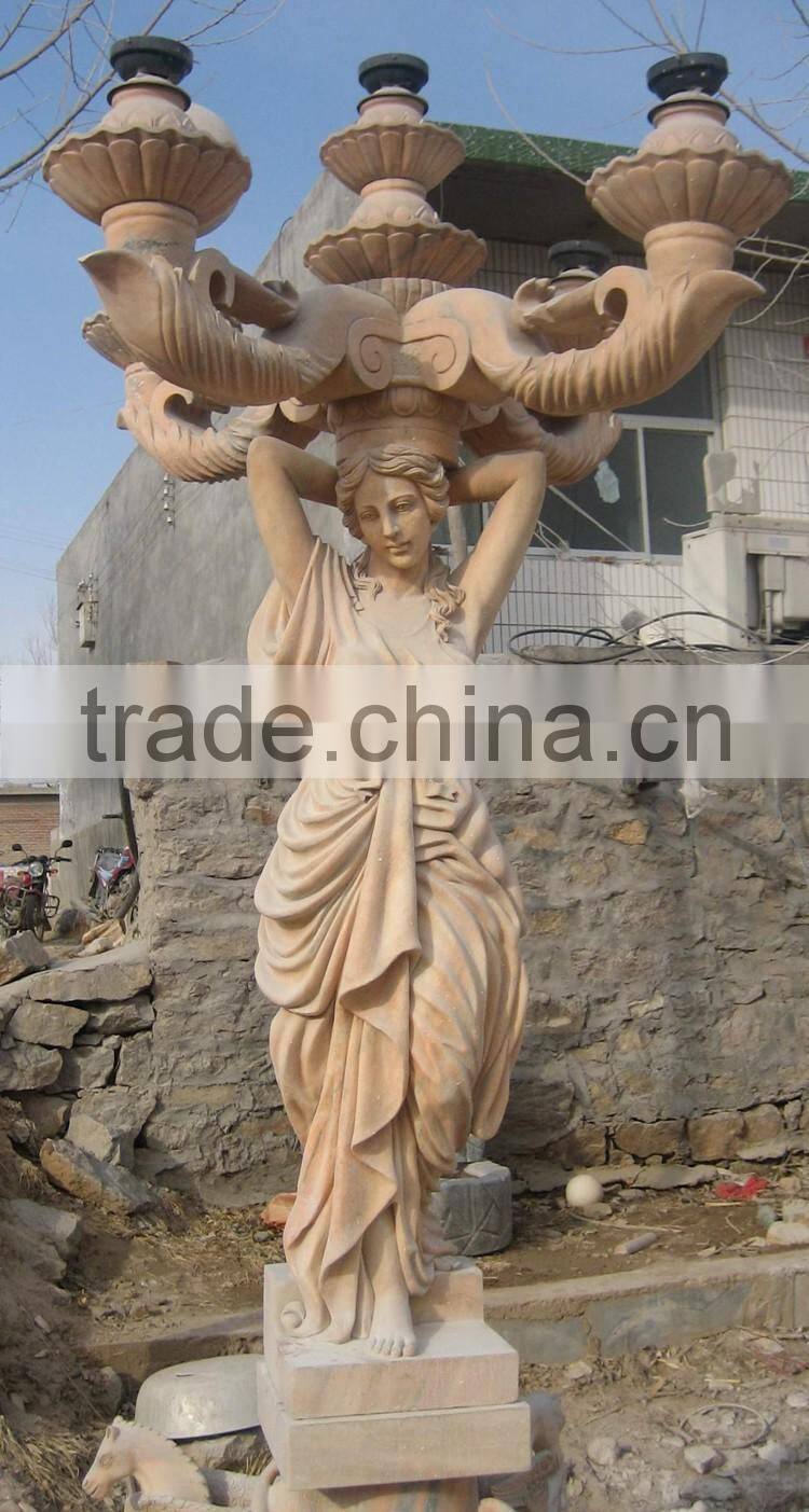 Stone garden products lighting lady statue for sale