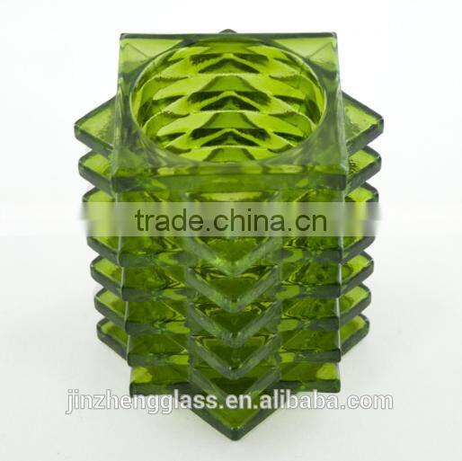 Christmas engraved home decor Square Shaped Glass Candle Holders