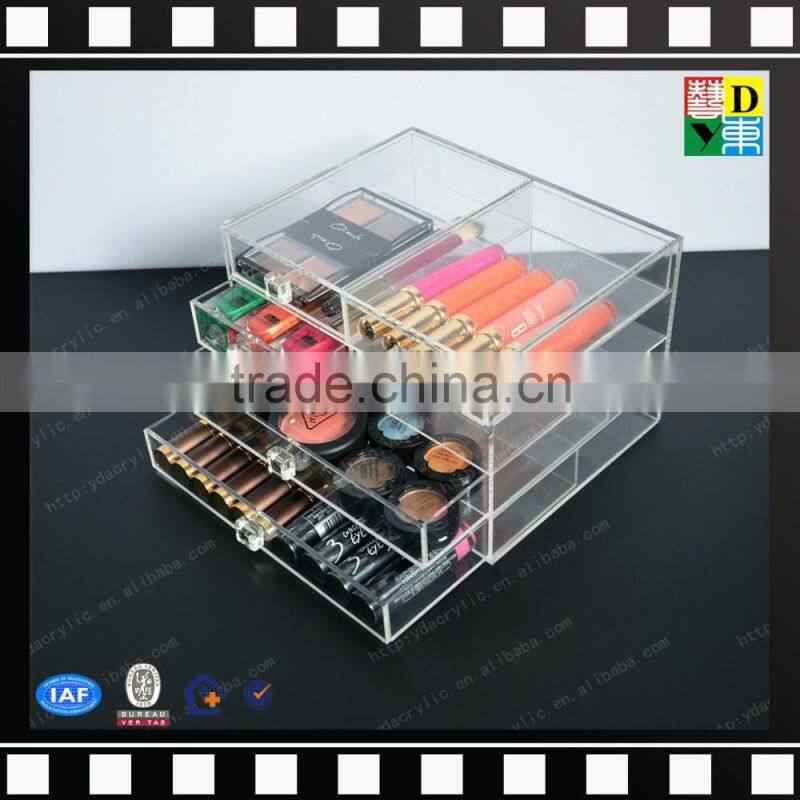 2016 Acrylic Clear Makeup Cosmetic Case Cube Box 4 Drawers,/plexiglass clear storage display box
