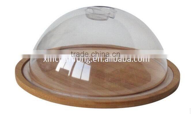 Glass Cheese Dome with bamboo Board