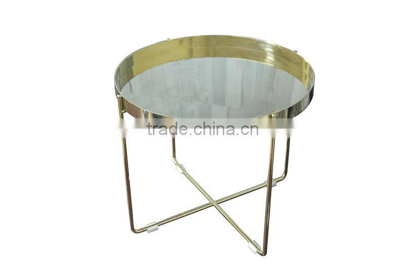Elegant Furniture brass PVD solid Stainless Steel Glass Coffee Table