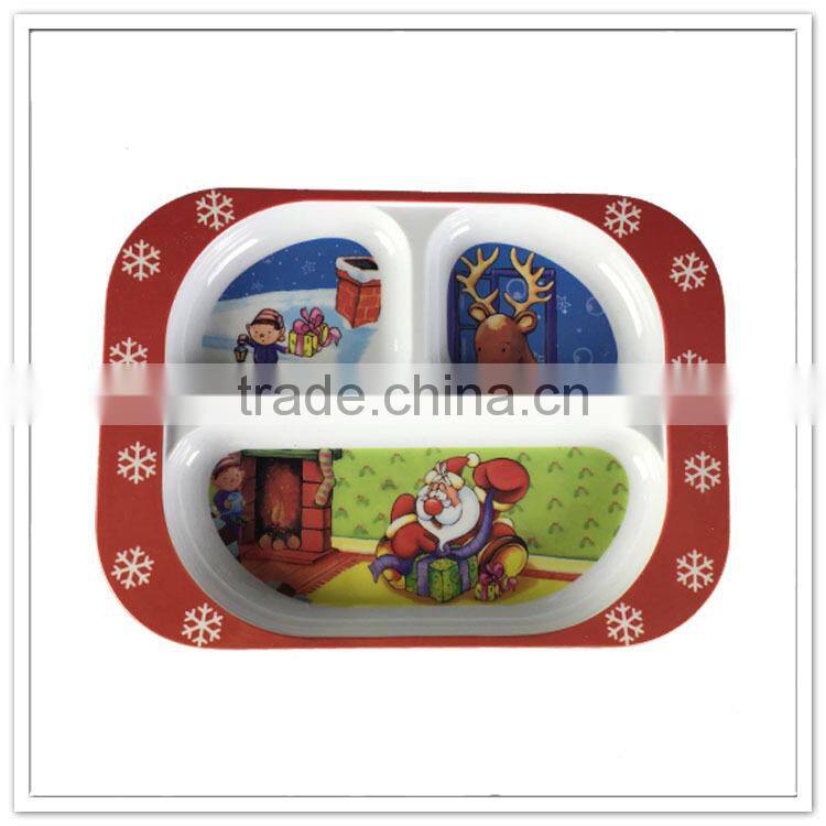 X'mas party event gifts items, Christmas snowflake melamine divided dinner plate