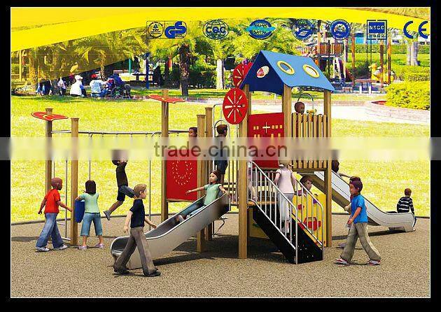 CE certificated slide playground kids plastic and wooden slide LT-2066A