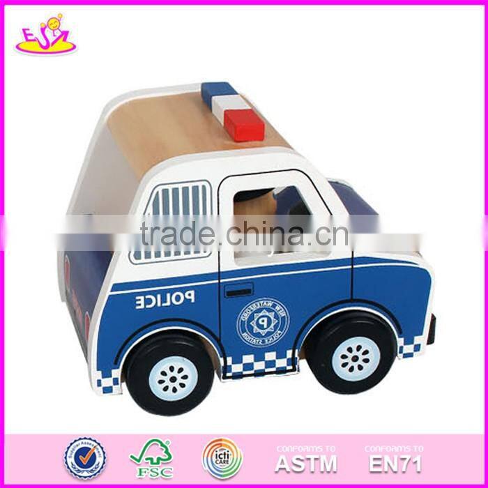 2017 new design cartoon baby wooden toy vehicles for sale W04A338
