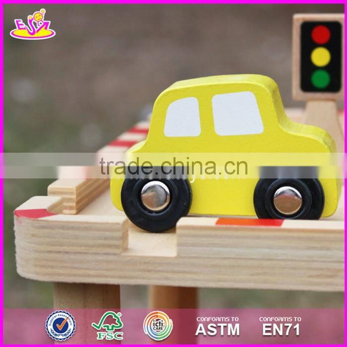 2017 new products funny parking toy boys wooden garage playset W04B051