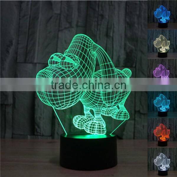 Innovative 3D Led Night doggy shape 3d Light as kids Christmas Gifts made in China
