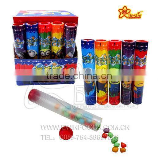 Fruity Flavor Sour Stick Gummy Candy Filled With Sour Powder