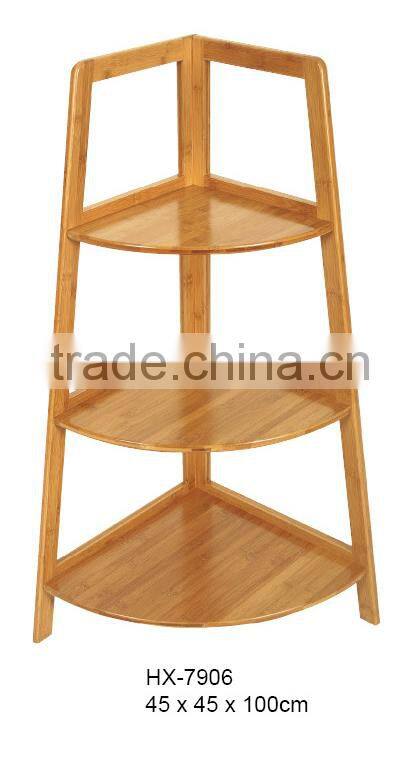 new 3 tiers cheap hot selling bamboo triangle display shelf