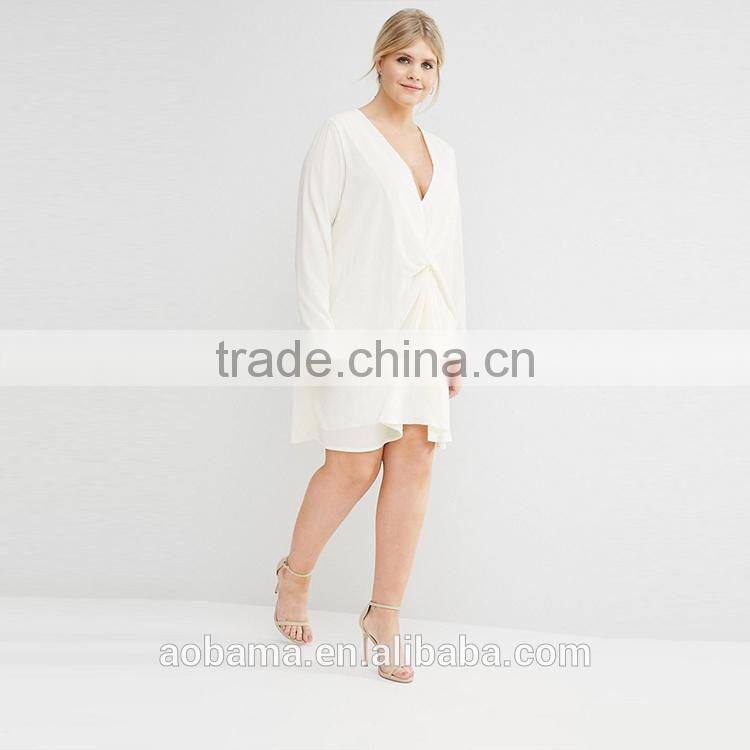 Professional customized white plus size fat women new ladies dress