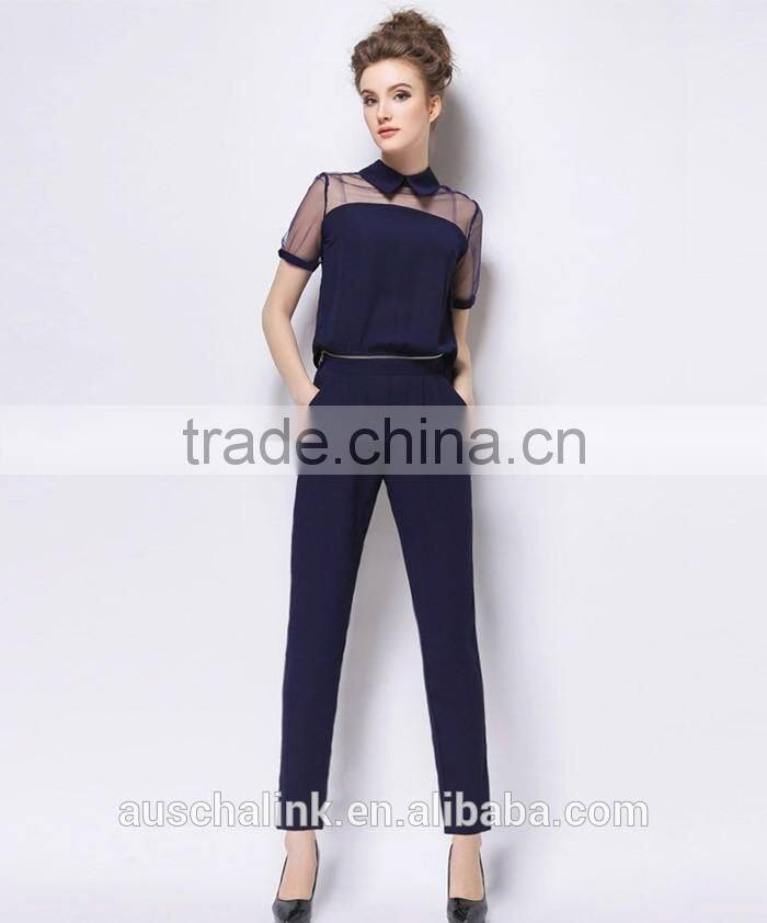 alibaba lady dark navy blue fashion detachable pants low price