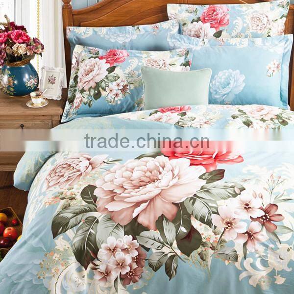 100%cotton big flower printed bedding set