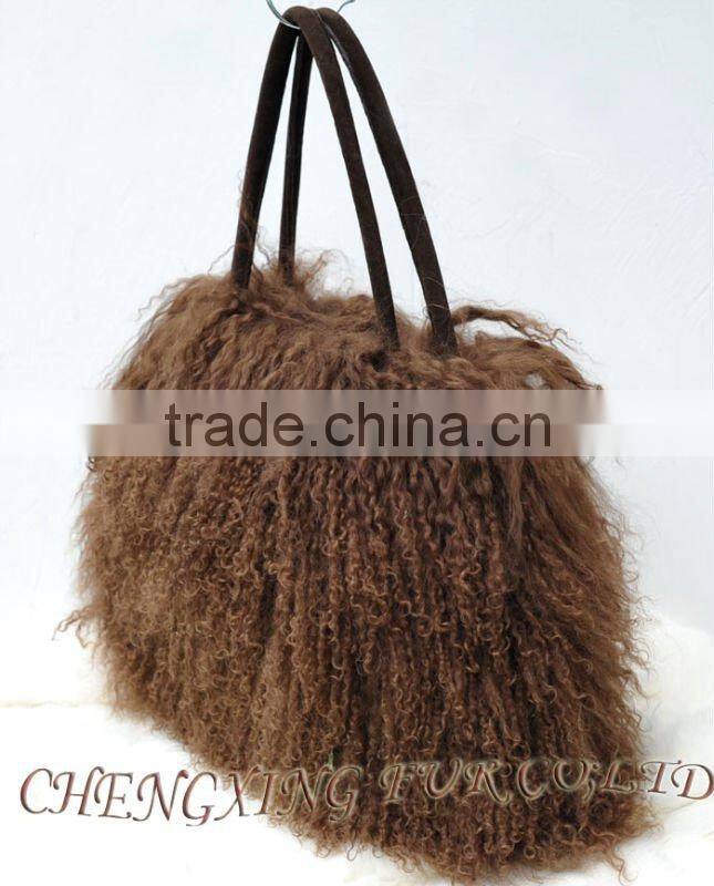 CX-H-24F Newest Fashion Real Tibetan Lamb Fur Lady Handbag Female Bag