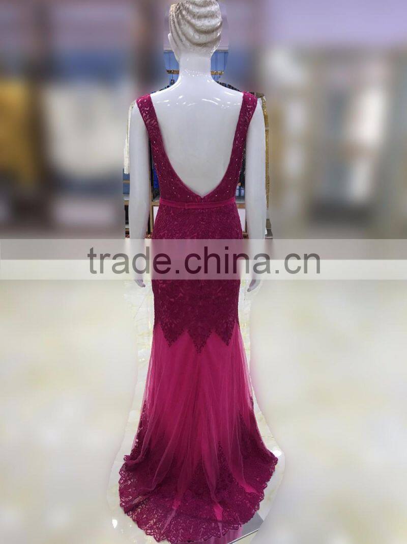 new fashion manufacturer direct make party evening bead lace dress